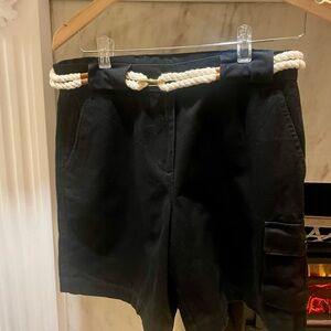 Lauren Ralph Lauren Black Cargo Shorts with Rope Belt